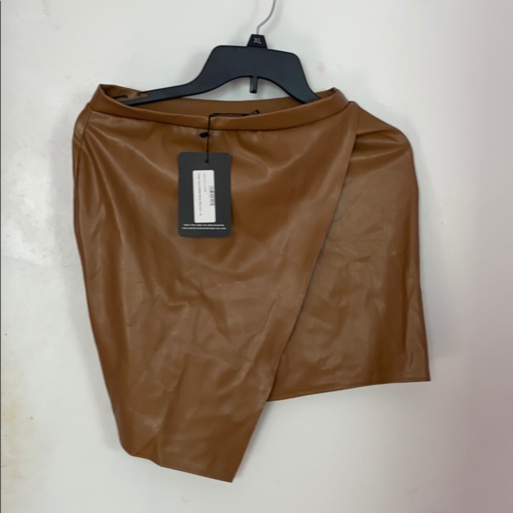 taupe leather skirt